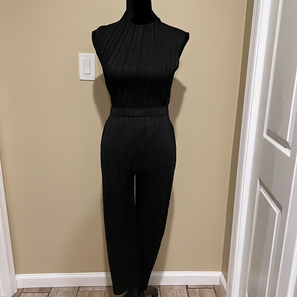 Office two pieces set turtleneck top loose pants casual pleated wide leg pants - Picture 4 of 15